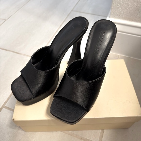 Meshki Shoes - Meshki Black Satin Heels